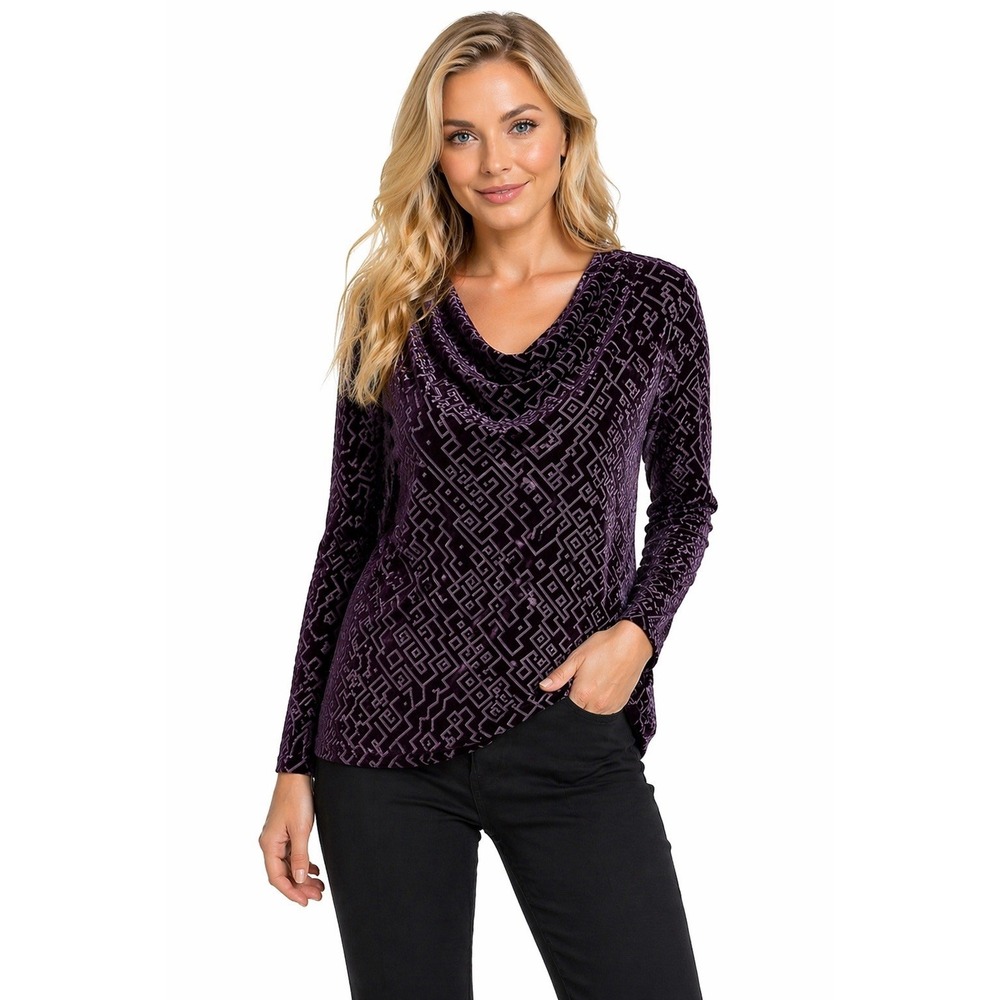 Vtg Purple Burnout Velvet Top 16 Whimsigoth Dark Grunge Fairy Boho Chic Party